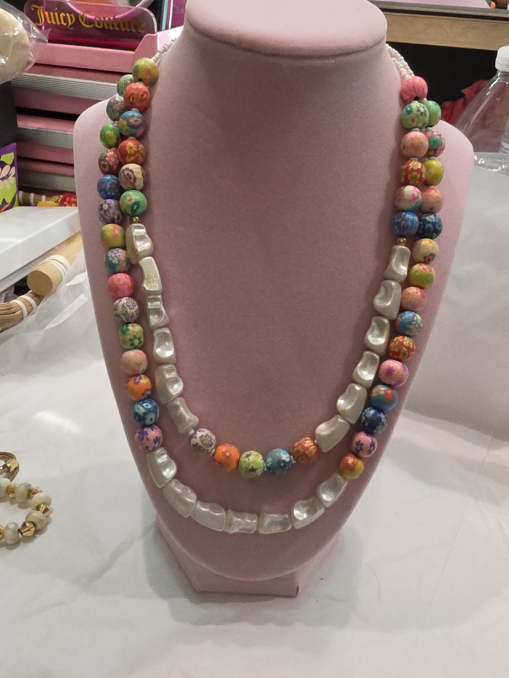 Multicolor Bead and Pearl-Look Layered Necklace - Women Jewelry